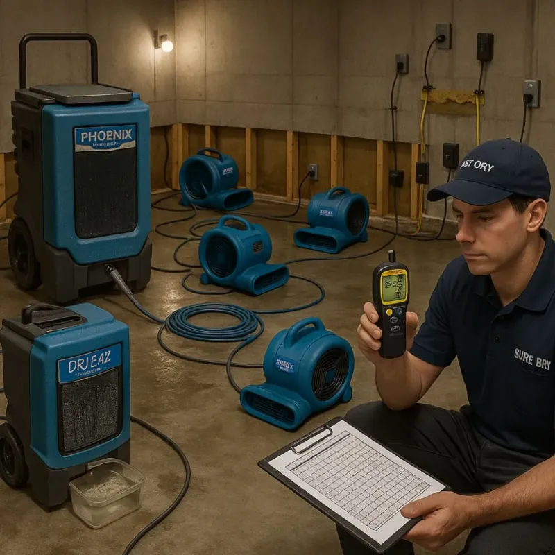 Structural Drying and Dehumidification process in Amityville, NY